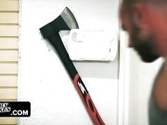 family strokes - lovely teen stepsisters obey their step daddy and let him stretch their tight twats