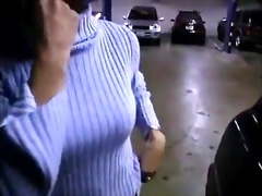 Amateur Mom face drenched in cum in parking garage